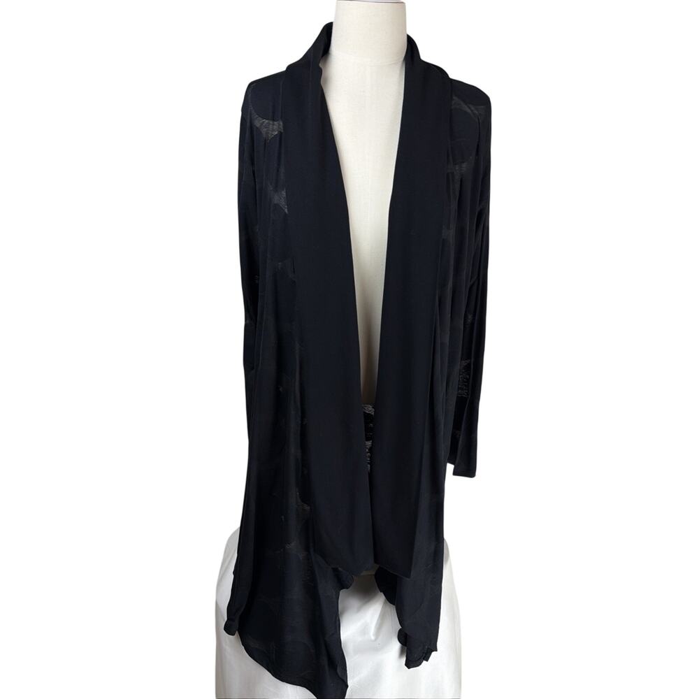 NWT Luukaa Fire Black Polka Dot Burnout Open Long Cardigan Jacket XL